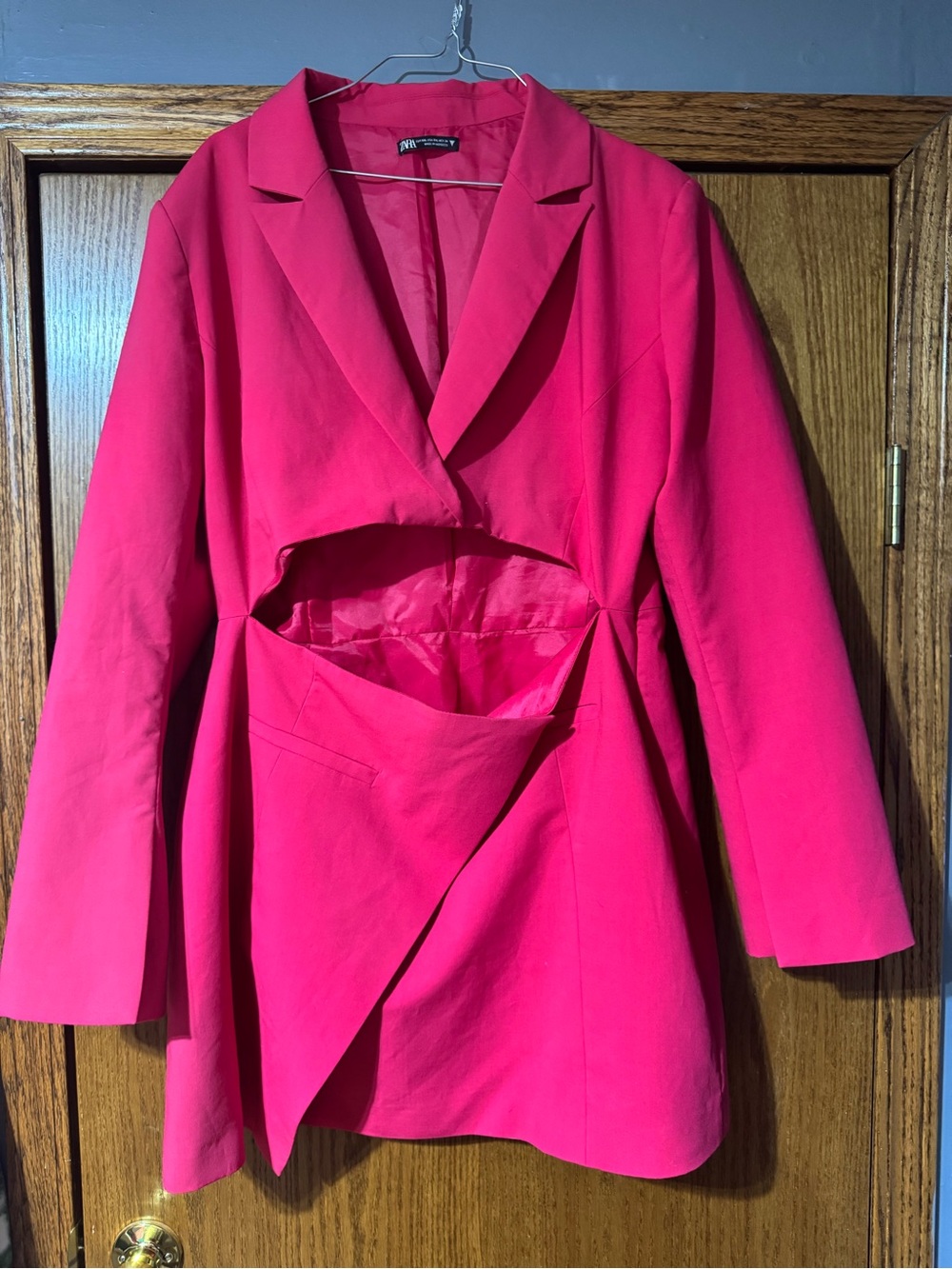 Zara Bright Pink Cutout Blazer Jacket